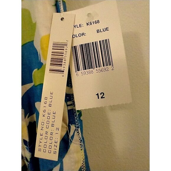 Focus Lifestyle Midi Skirt Blue Yellow Floral Lined Cotton - Size 12 NWT - Picture 5 of 8